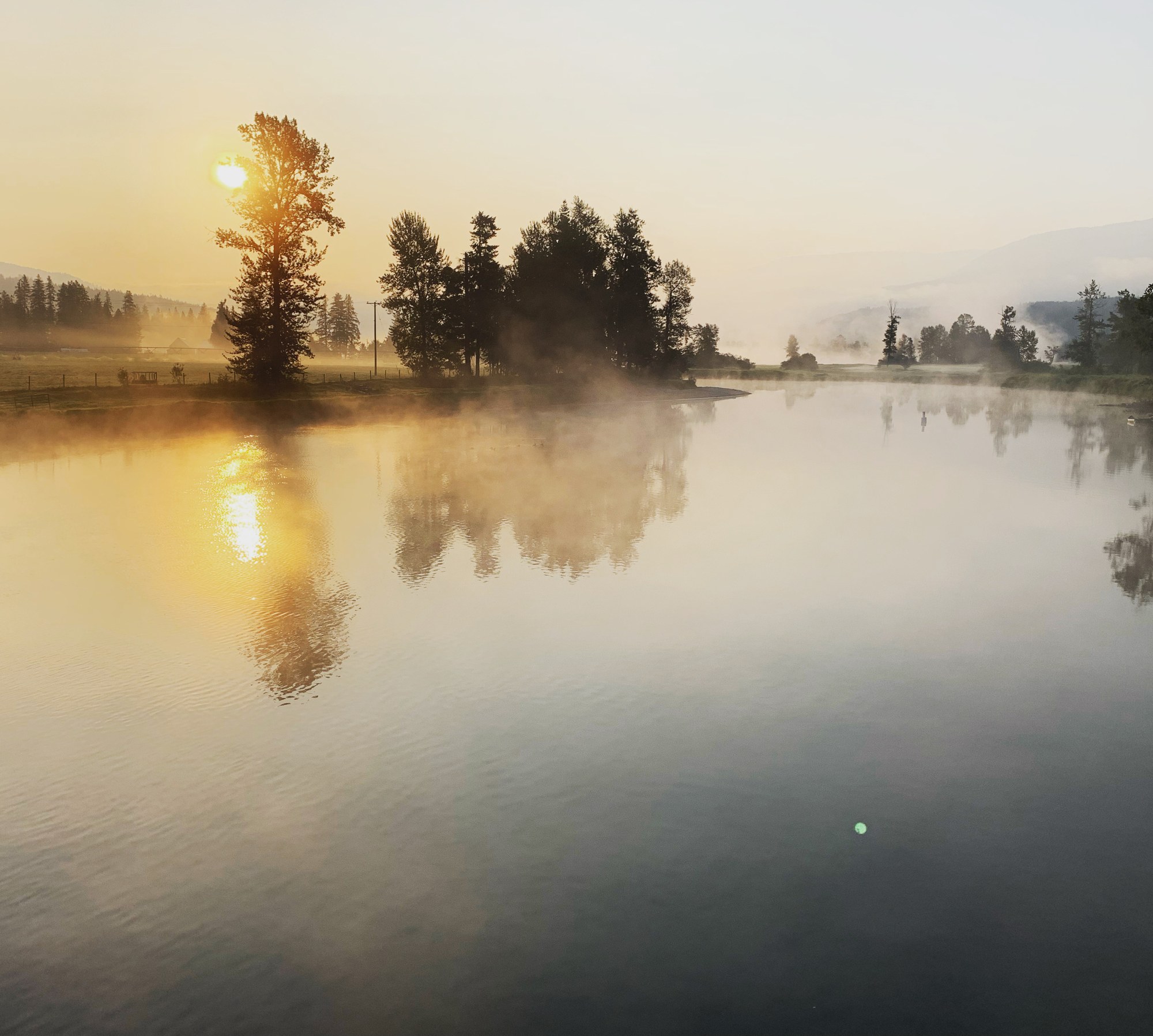 Sunrise mist on the water